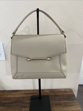 Like New Vegan Leather Top-Handle Bag in Light Grey/Mushroom